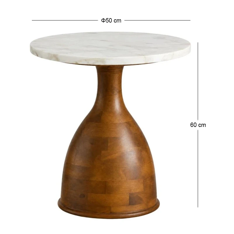 WOODEN SIDE TABLE WITH WHITE SURFACE D50X60CM