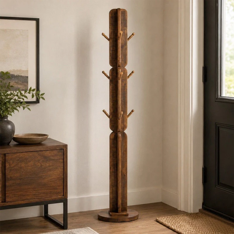 WOODEN MONK IN NATURAL COLOR IN THE SHAPE OF A CACTUS D30X170CM