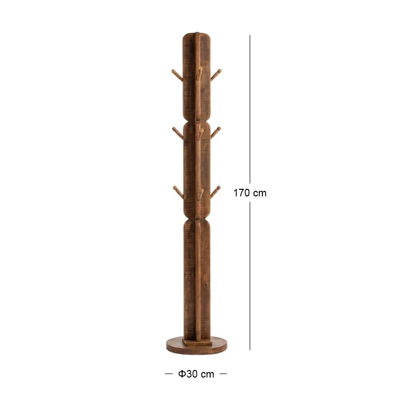 WOODEN MONK IN NATURAL COLOR IN THE SHAPE OF A CACTUS D30X170CM