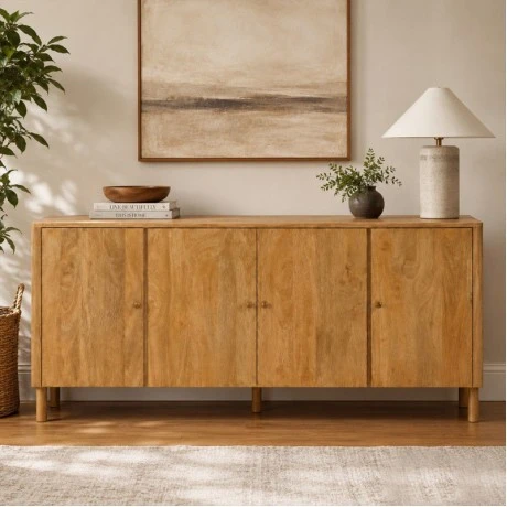 WOODEN SIDEBOARD IN NATURAL LIGHT COLOR 200X40X85CM
