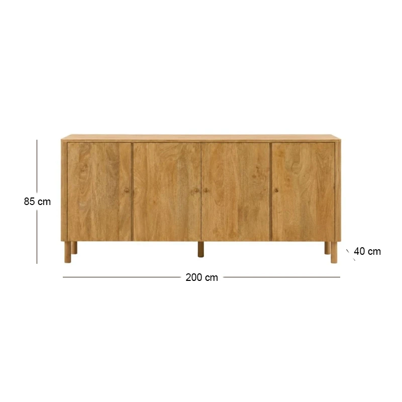 WOODEN SIDEBOARD IN NATURAL LIGHT COLOR 200X40X85CM