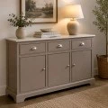 WOODEN SIDEBOARD IN GREY COLOR WITH 3 DOORS, 3 DRAWERS AND MARBLE SURFACE 120X35X75CM