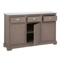 WOODEN SIDEBOARD IN GREY COLOR WITH 3 DOORS, 3 DRAWERS AND MARBLE SURFACE 120X35X75CM