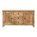 CARVED WOODEN SIDEBOARD IN LIGHT NATURAL COLOR 150X40X75CM