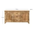 CARVED WOODEN SIDEBOARD IN LIGHT NATURAL COLOR 150X40X75CM