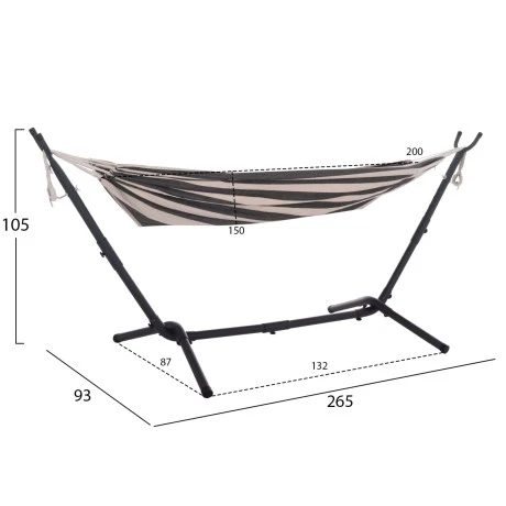 ΑΙΩΡΑ CRAVE HM6304.03 ΑΝΘΡΑΚΙ ΜΕΤΑΛ. ΣΚΕΛΕΤΟΣ--ΜΠΛΕ ΣΚΟΥΡΟ ΠΑΝΙ ΜΕ ΛΕΥΚΗ ΡΙΓΑ 265x93x105Υεκ
