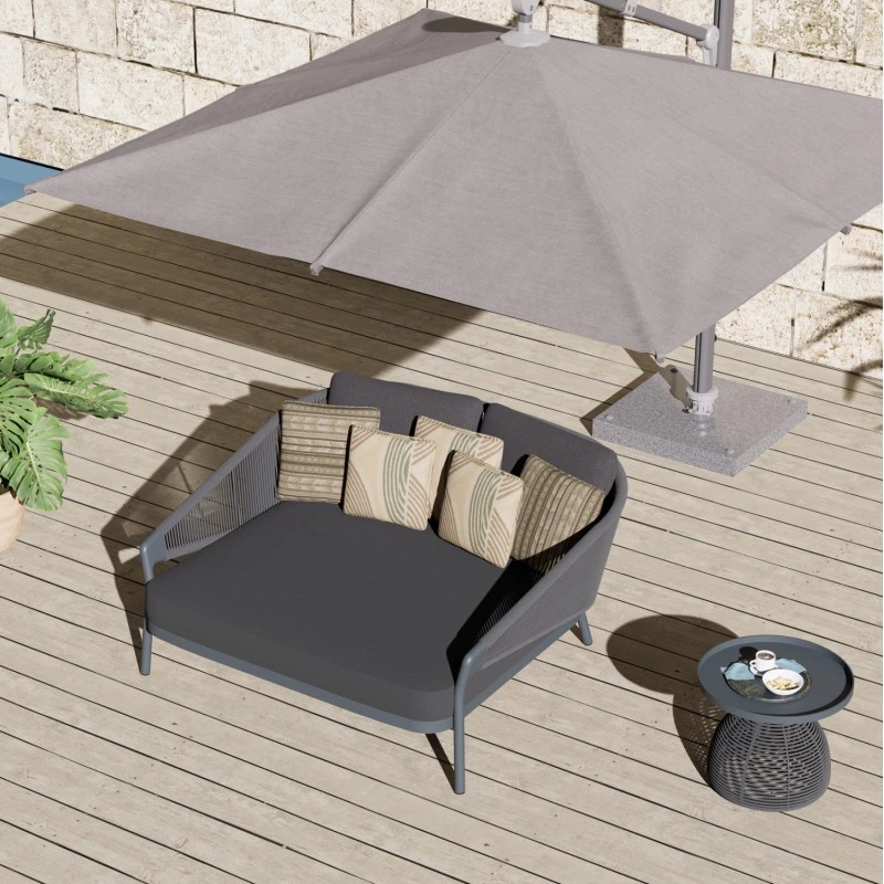 DAYBED ΣΕΙΡΑ XANTION ΗM6474.01 ΣΚΟΥΡΟ ΓΚΡΙ ΑΛΟΥΜΙΝΙΟ-ΣΧΟΙΝΙ-OLEFIN 157x147x88Υεκ