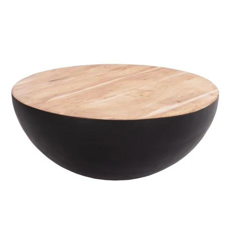 ΔΙΑΚΟΣΜΗΤΙΚΟ ΤΡΑΠΕΖΙ ΣΑΛΟΝΙΟΥ BOWL Φ90X37,5Yεκ. ΜΑΥΡΟ ΜΕ ΞΥΛΟ ΑΚΑΚΙΑΣ HM8717.21