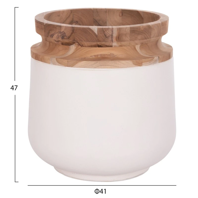 ΔΙΑΚΟΣΜΗΤΙΚΟ ΒΑΖΟ ΔΑΠΕΔΟΥ LINTER HM4662.02L FIBER CEMENT ΛΕΥΚΟ--ΞΥΛΟ ΤΕΑΚ Φ41x47Υεκ.