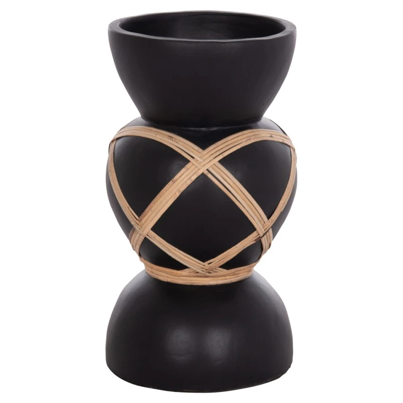 ΔΙΑΚΟΣΜΗΤΙΚΟ ΒΑΖΟ ΔΑΠΕΔΟΥ MAYNARD HM4672.01S TERRACOTTA ΜΑΥΡΟ-RATTAN Φ27.5x50Υ