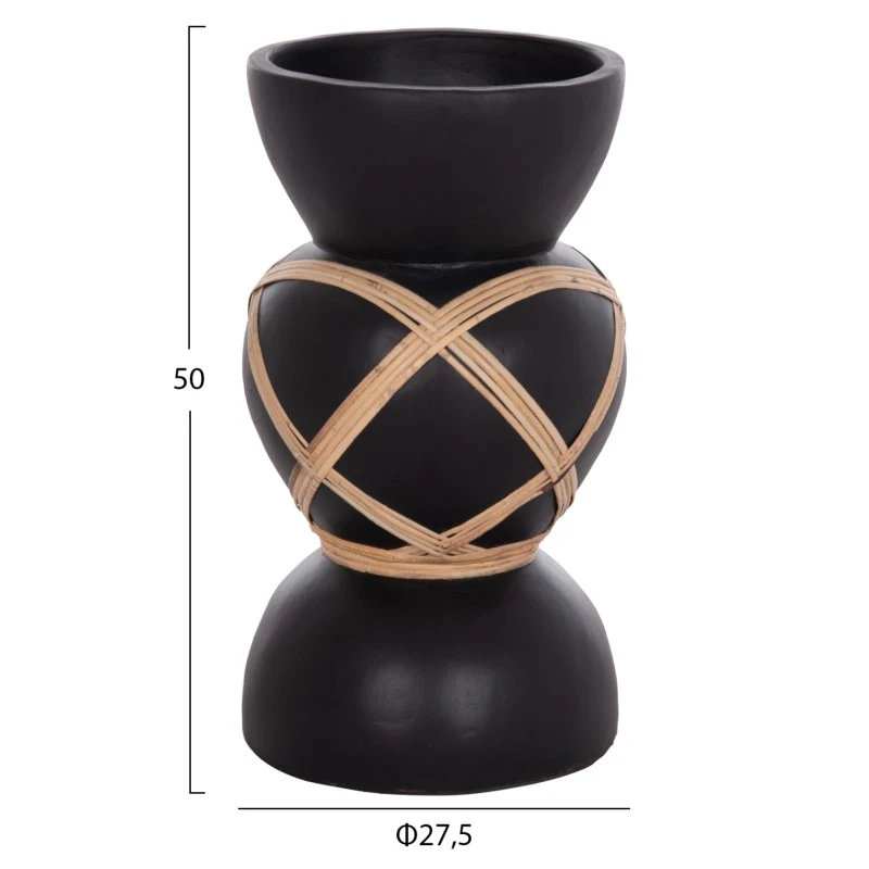 ΔΙΑΚΟΣΜΗΤΙΚΟ ΒΑΖΟ ΔΑΠΕΔΟΥ MAYNARD HM4672.01S TERRACOTTA ΜΑΥΡΟ-RATTAN Φ27.5x50Υ