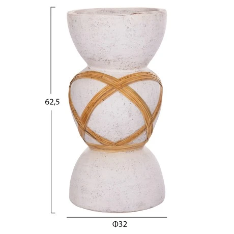 ΔΙΑΚΟΣΜΗΤΙΚΟ ΒΑΖΟ ΔΑΠΕΔΟΥ MAYNARD HM4672.02L TERRACOTTA ΛΕΥΚΟ--RATTAN Φ32x62.5Υεκ.