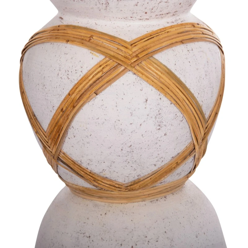 ΔΙΑΚΟΣΜΗΤΙΚΟ ΒΑΖΟ ΔΑΠΕΔΟΥ MAYNARD HM4672.02L TERRACOTTA ΛΕΥΚΟ--RATTAN Φ32x62.5Υεκ.