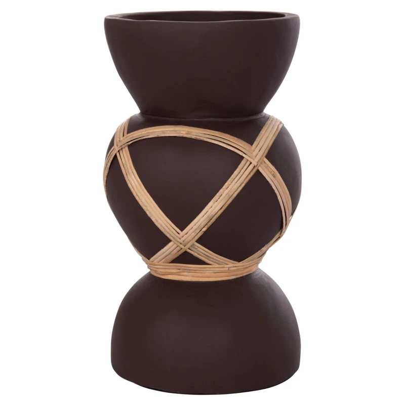ΔΙΑΚΟΣΜΗΤΙΚΟ ΒΑΖΟ ΔΑΠΕΔΟΥ MAYNARD HM4672.07S TERRACOTTA ΣΟΚΟΛΑΤΙ-RATTAN Φ27.5x50Υεκ