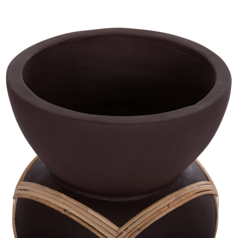 ΔΙΑΚΟΣΜΗΤΙΚΟ ΒΑΖΟ ΔΑΠΕΔΟΥ MAYNARD HM4672.07S TERRACOTTA ΣΟΚΟΛΑΤΙ-RATTAN Φ27.5x50Υεκ