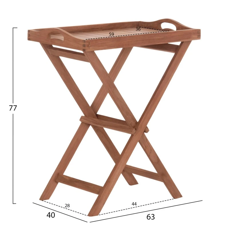 ΔΙΣΚΟΣ ΣΕΡΒΙΡΙΣΜΑΤΟΣ ΣΕ ΠΤΥΣΣΟΜΕΝΗ ΒΑΣΗ BARNABY HM4580 ΞΥΛΟ TEAK--ΦΥΣΙΚΟ 63x40x77Υεκ