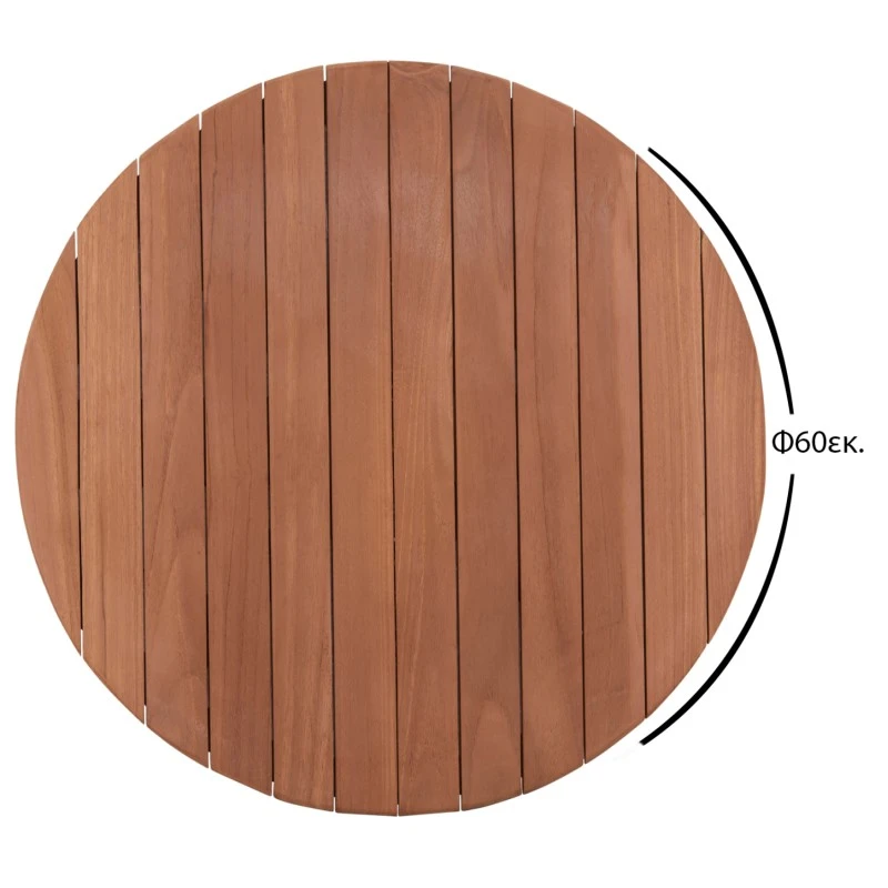 ΕΠΙΦΑΝΕΙΑ ΤΡΑΠΕΖΙΟΥ ΣΤΡΟΓΓΥΛΗ HM18132 ΞΥΛΟ TEAK--ΦΥΣΙΚΟ Φ60x4(πάχος)εκ.