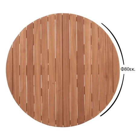 ΕΠΙΦΑΝΕΙΑ ΤΡΑΠΕΖΙΟΥ ΣΤΡΟΓΓΥΛΗ HM18134 ΞΥΛΟ TEAK--ΦΥΣΙΚΟ Φ80x4(πάχος)εκ.