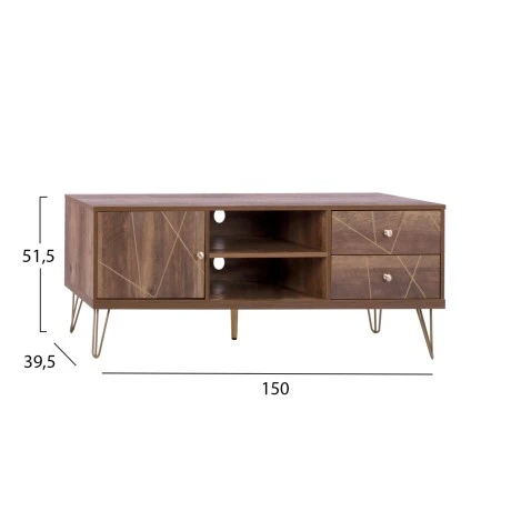 ΕΠΙΠΛΟ TV KAITLYN HM8652 ΚΑΡΥΔΙ ΜΕ ΧΡΥΣΟ 150x39,5x51,5Y εκ.