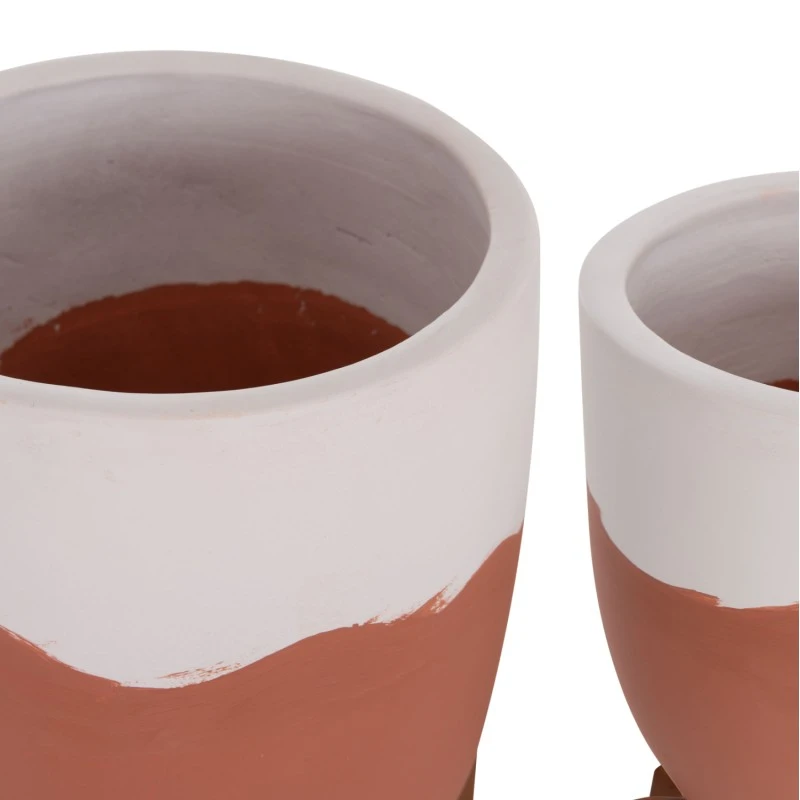 ΓΛΑΣΤΡΕΣ ΣΕΤ 2ΤΜΧ SEON HM4686.08 TERRACOTTA ΣΕ ΛΕΥΚΟ & ΤΕΡΑΚΟΤΑ--TEAK ΒΑΣΗ