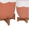 ΓΛΑΣΤΡΕΣ ΣΕΤ 2ΤΜΧ SEON HM4686.08 TERRACOTTA ΣΕ ΛΕΥΚΟ & ΤΕΡΑΚΟΤΑ--TEAK ΒΑΣΗ