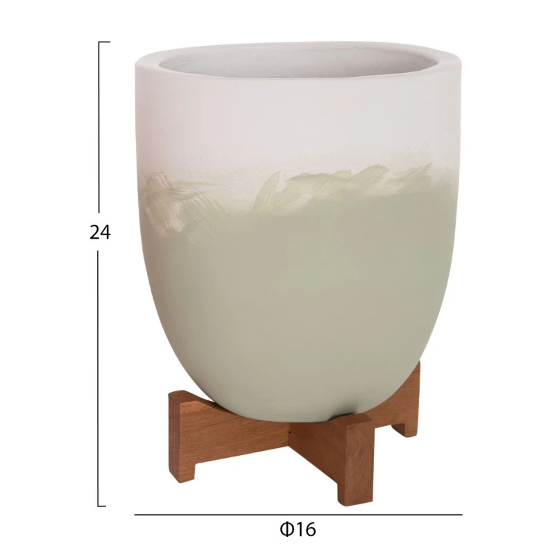 ΓΛΑΣΤΡΕΣ ΣΕΤ 2ΤΜΧ SEON HM4686.09 TERRACOTTA ΣΕ ΛΕΥΚΟ & ΠΡΑΣΙΝΟ--TEAK ΒΑΣΗ