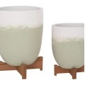 ΓΛΑΣΤΡΕΣ ΣΕΤ 2ΤΜΧ SEON HM4686.09 TERRACOTTA ΣΕ ΛΕΥΚΟ & ΠΡΑΣΙΝΟ--TEAK ΒΑΣΗ