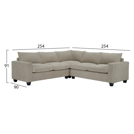 ΓΩΝΙΑΚΟΣ ΚΑΝΑΠΕΣ CALDER HM3286.03 ΜΠΕΖ ΥΦΑΣΜΑ 254x254x91Υεκ.