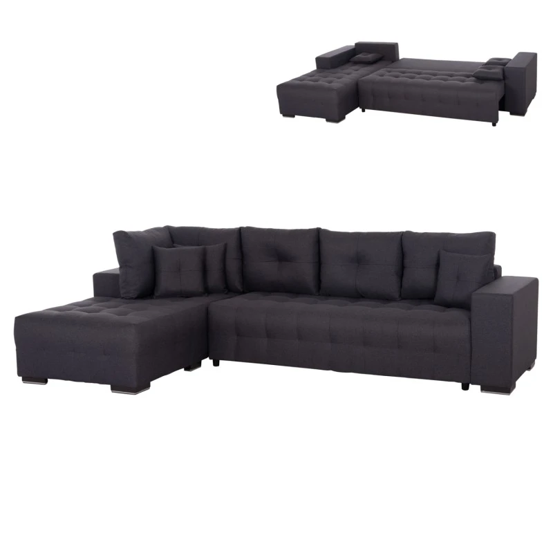 ΓΩΝΙΑΚΟΣ ΚΑΝΑΠΕΣ-ΚΡΕΒΑΤΙ ΜΕ ΑΠΟΘ.ΧΩΡΟ TRENDSTON HM3302.01L ΓΚΡΙ ΥΦΑΣΜΑ 298x177x95Υεκ