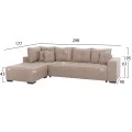 ΓΩΝΙΑΚΟΣ ΚΑΝΑΠΕΣ-ΚΡΕΒΑΤΙ ΜΕ ΑΠΟΘ.ΧΩΡΟ TRENDSTON HM3302.03L ΜΠΕΖ ΥΦΑΣΜΑ 298x177x95Υεκ