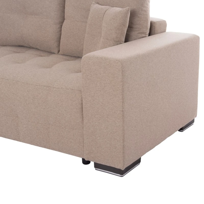ΓΩΝΙΑΚΟΣ ΚΑΝΑΠΕΣ-ΚΡΕΒΑΤΙ ΜΕ ΑΠΟΘ.ΧΩΡΟ TRENDSTON HM3302.03L ΜΠΕΖ ΥΦΑΣΜΑ 298x177x95Υεκ