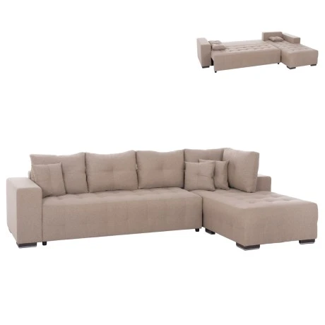 ΓΩΝΙΑΚΟΣ ΚΑΝΑΠΕΣ-ΚΡΕΒΑΤΙ ΜΕ ΑΠΟΘ.ΧΩΡΟ TRENDSTON HM3302.03R ΜΠΕΖ ΥΦΑΣΜΑ 298x177x95Υεκ