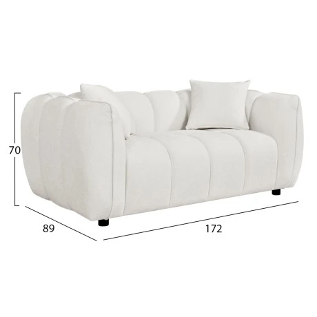 ΚΑΝΑΠΕΣ 2-ΘΕΣΙΟΣ LYKKE HM3324.02 ΕΚΡΟΥ ΥΦΑΣΜΑ 172x89x70Υεκ.