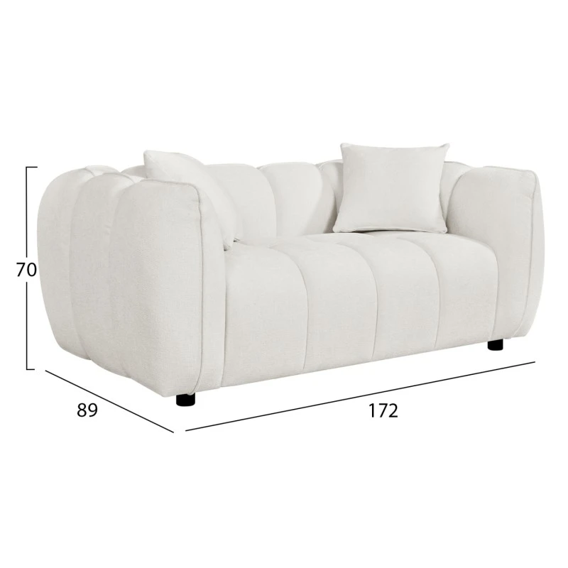 ΚΑΝΑΠΕΣ 2-ΘΕΣΙΟΣ LYKKE HM3324.02 ΕΚΡΟΥ ΥΦΑΣΜΑ 172x89x70Υεκ.