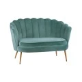 ΚΑΝΑΠΕΣ 2ΘΕΣΙΟΣ COQUILLE HM8627.07 ΑΠΟ ΦΥΣΤΙΚΙ ΒΕΛΟΥΔΟ ΜΕ ΧΡΥΣΑ ΠΟΔΙΑ 130x81x86Υ εκ.