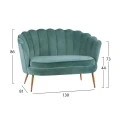 ΚΑΝΑΠΕΣ 2ΘΕΣΙΟΣ COQUILLE HM8627.07 ΑΠΟ ΦΥΣΤΙΚΙ ΒΕΛΟΥΔΟ ΜΕ ΧΡΥΣΑ ΠΟΔΙΑ 130x81x86Υ εκ.