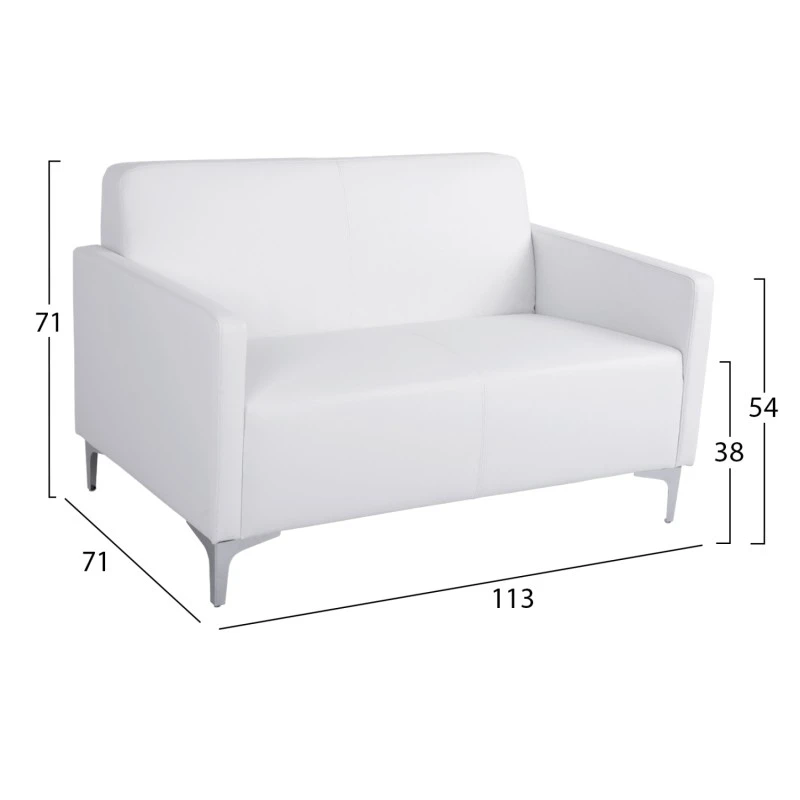 ΚΑΝΑΠΕΣ 2ΘΕΣΙΟΣ NELLIE HM3159.22 ΜΕ ΛΕΥΚΟ PU 113x71x71Υ εκ.
