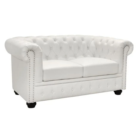 ΚΑΝΑΠΕΣ 2ΘΕΣΙΟΣ T.CHESTERFIELD HM3010.02 ΤΕΧΝΟΔΕΡΜΑ ΛΕΥΚΟ ΜΑΤ 150x90x70Υεκ.