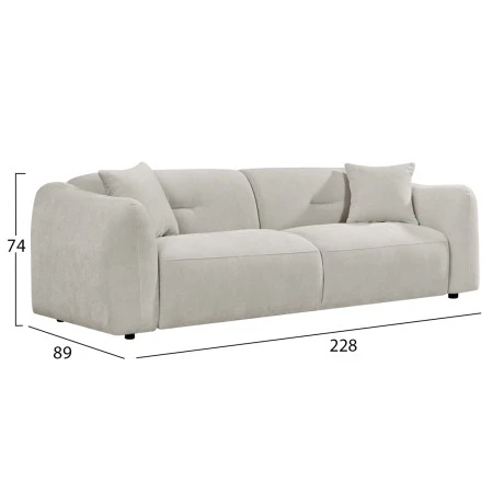 ΚΑΝΑΠΕΣ 3-ΘΕΣΙΟΣ JUNOA HM3333.02 ΕΚΡΟΥ ΥΦΑΣΜΑ 228x89x74Υεκ