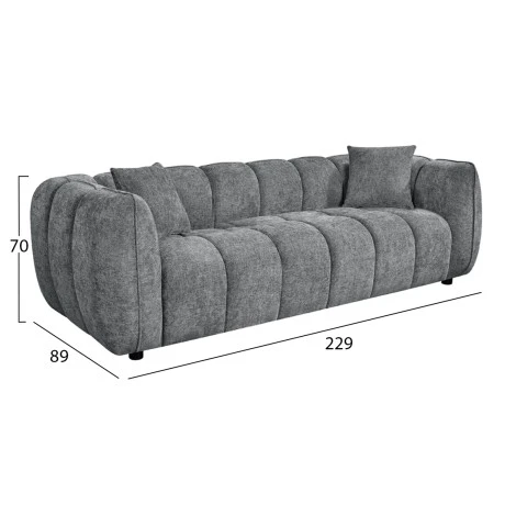 ΚΑΝΑΠΕΣ 3-ΘΕΣΙΟΣ LYKKE HM3323.01 ΓΚΡΙ ΥΦΑΣΜΑ 229x89x70Υεκ