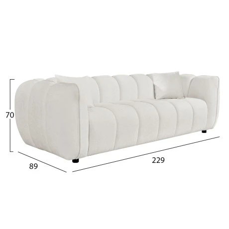 ΚΑΝΑΠΕΣ 3-ΘΕΣΙΟΣ LYKKE HM3323.02 ΕΚΡΟΥ ΥΦΑΣΜΑ 229x89x70Υεκ