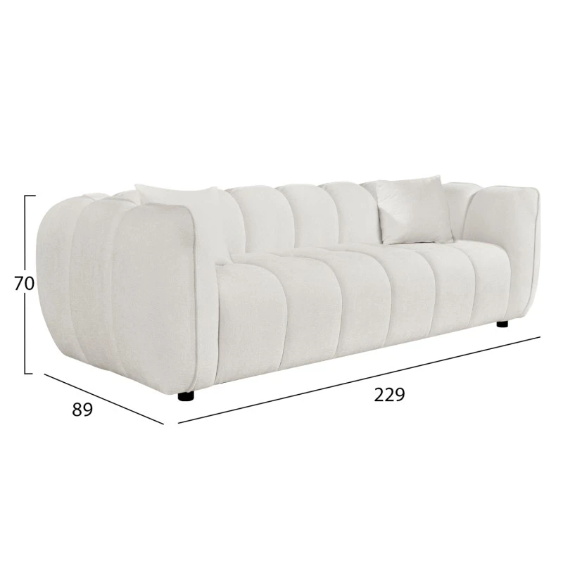 ΚΑΝΑΠΕΣ 3-ΘΕΣΙΟΣ LYKKE HM3323.02 ΕΚΡΟΥ ΥΦΑΣΜΑ 229x89x70Υεκ