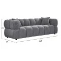ΚΑΝΑΠΕΣ 3-ΘΕΣΙΟΣ NORIKA HM3331.01 ΓΚΡΙ ΥΦΑΣΜΑ 220x88x85Υεκ.