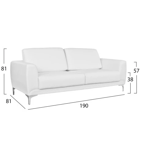 ΚΑΝΑΠΕΣ 3ΘΕΣΙΟΣ KENZIE HM3121.32 ΜΕ ΛΕΥΚΟ PU 190x81x81 εκ.