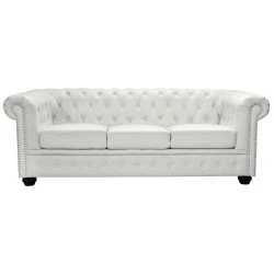 ΚΑΝΑΠΕΣ 3ΘΕΣΙΟΣ T.CHESTERFIELD HM3009.02 ΤΕΧΝΟΔΕΡΜΑ ΛΕΥΚΟ ΜΑΤ 208x90x73 εκ.