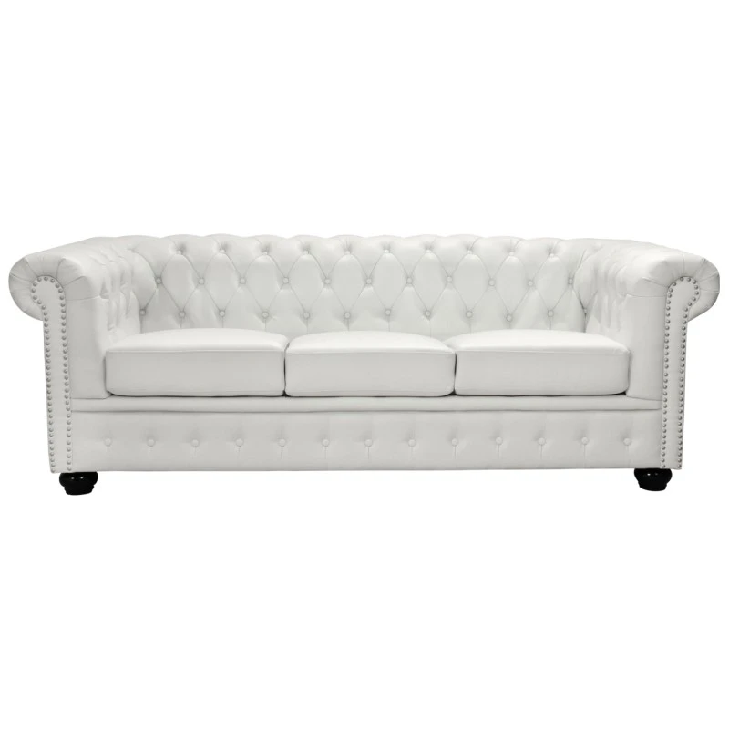 ΚΑΝΑΠΕΣ 3ΘΕΣΙΟΣ T.CHESTERFIELD HM3009.02 ΤΕΧΝΟΔΕΡΜΑ ΛΕΥΚΟ ΜΑΤ 208x90x73 εκ.
