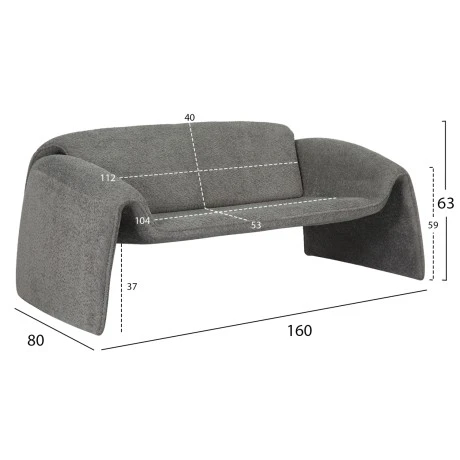 ΚΑΝΑΠΕΣ ΔΙΘΕΣΙΟΣ LAFORGE HM9680.01 ΜΕΤΑΛΛΙΚΟΣ ΣΚΕΛΕΤΟΣ-ΓΚΡΙ ΜΠΟΥΚΛΕ ΥΦΑΣΜΑ 160x80x63Υεκ.