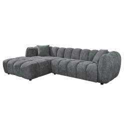 ΚΑΝΑΠΕΣ ΓΩΝΙΑ (ΑΡΙΣΤΕΡΗ) LYKKE HM3326.01L ΓΚΡΙ ΥΦΑΣΜΑ 280x89-165(η γωνία)x70Υ εκ.