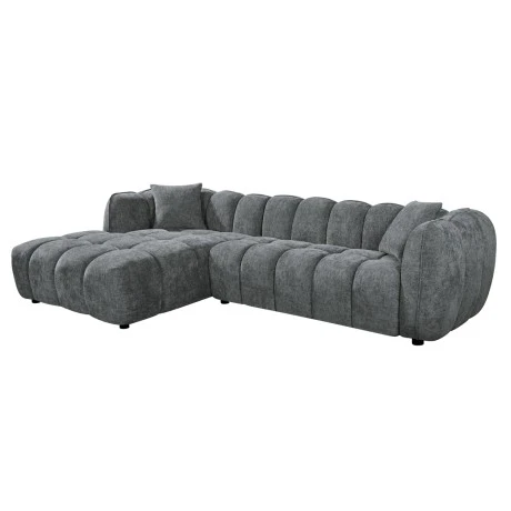 ΚΑΝΑΠΕΣ ΓΩΝΙΑ (ΑΡΙΣΤΕΡΗ) LYKKE HM3326.01L ΓΚΡΙ ΥΦΑΣΜΑ 280x89-165(η γωνία)x70Υ εκ.