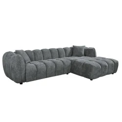ΚΑΝΑΠΕΣ ΓΩΝΙΑ (ΔΕΞΙΑ) LYKKE HM3326.01R ΓΚΡΙ ΥΦΑΣΜΑ 280x89-165(η γωνία)x70Υεκ
